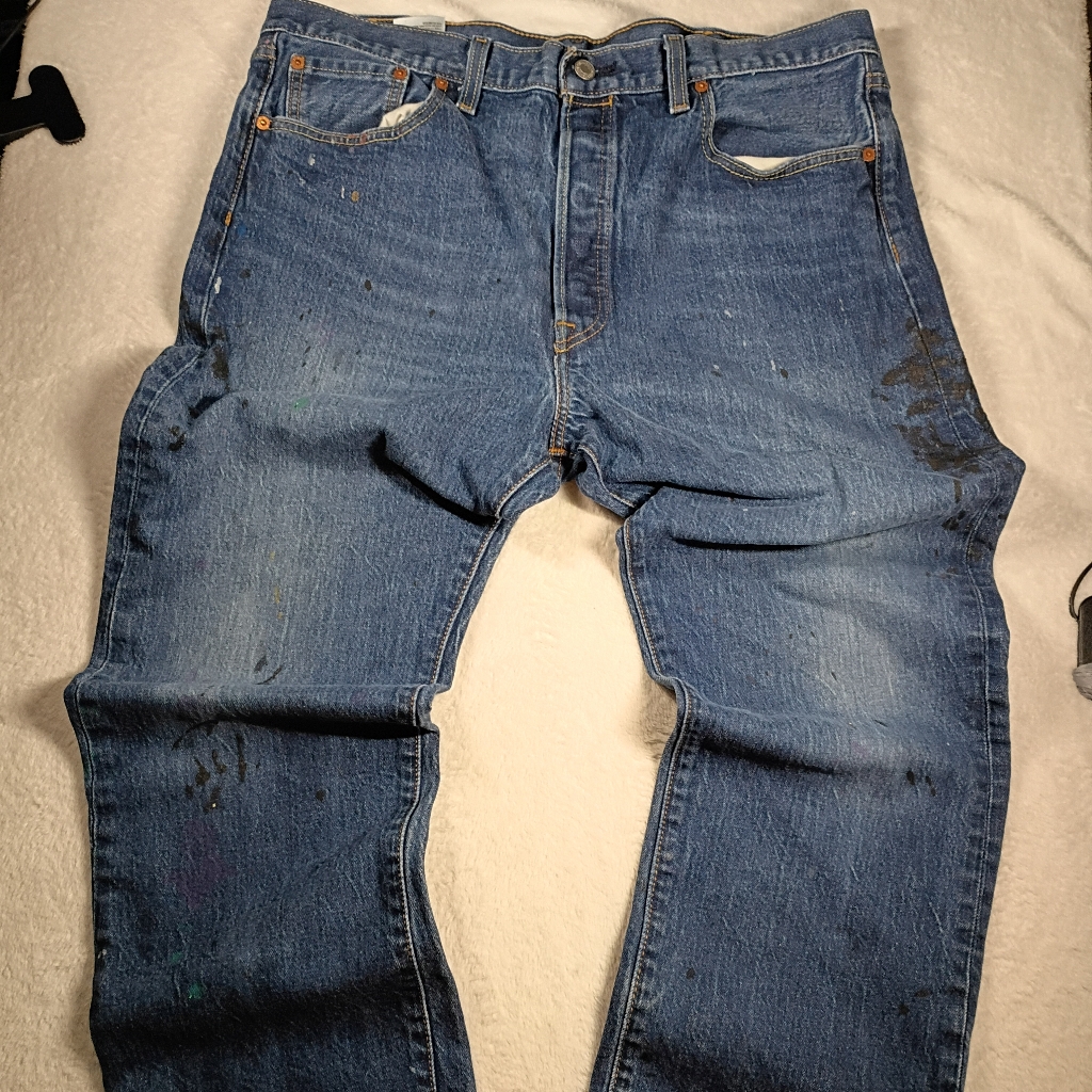 Levi’s 501 Original Fit Distressed Spray Paint Jeans Workwear W40x32